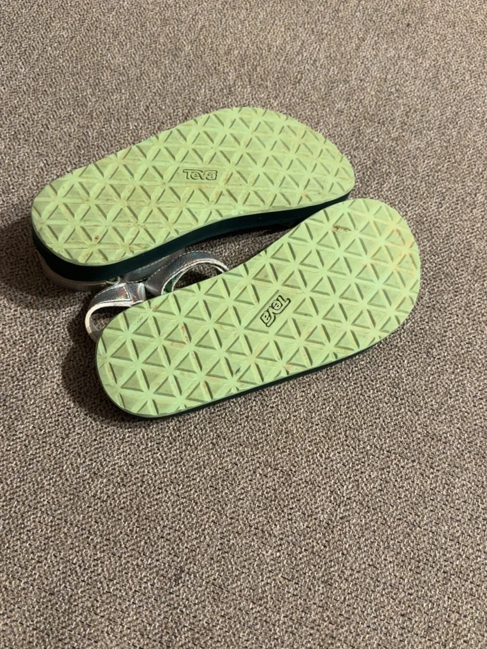 Teva Kids Iridescent Strap Sandals with Dark Green Footbed